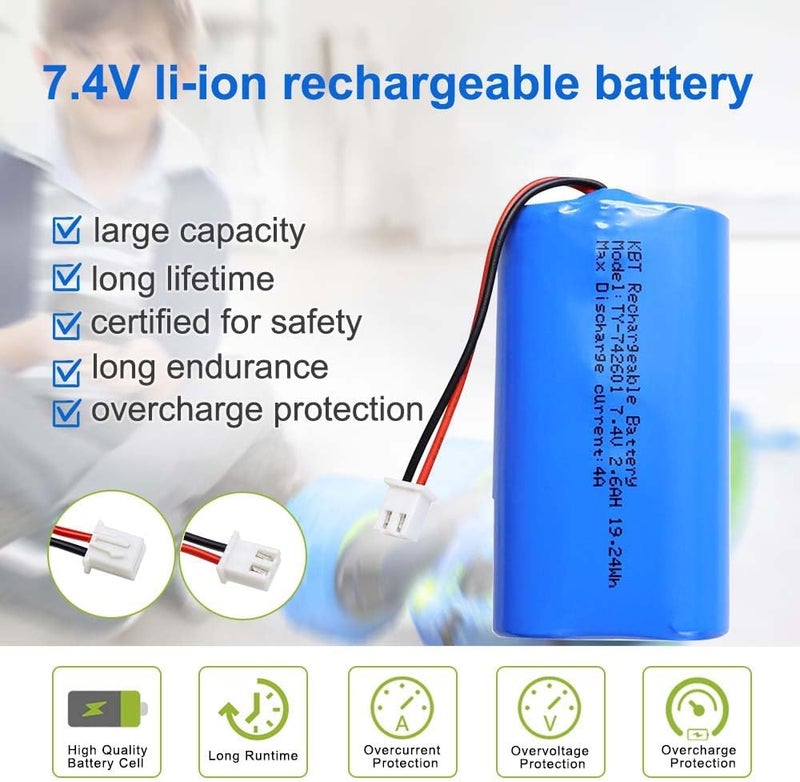 KBT KEEP BETTER TECH KBT 7.4V 2600mAh Li-ion Rechargeable Battery Pack, JST-XH2.54/2P Plug Lithium-ion Batteries for Electronics Products, Toys, Lighting, Bluetooth Equipment Fit for RC Helicopter Car Truck & RC Boats - Image 3
